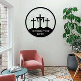 God Bless Our Family Est Metal Name Sign Personalized Split Letter Last Name Christian Sign Outdoor Door Hanger