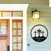 God Bless Our Family Est Metal Name Sign Personalized Split Letter Last Name Christian Sign Outdoor Door Hanger