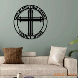 God Bless Our Family Est Metal Name Sign Personalized Split Letter Last Name Christian Sign Outdoor Door Hanger