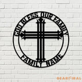 God Bless Our Family Est Metal Name Sign Personalized Split Letter Last Name Christian Sign Outdoor Door Hanger