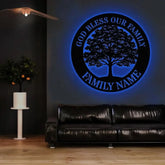 God Bless Our Family Metal Name Sign Personalized Split Letter Last Name Christian Sign Outdoor Door Hanger