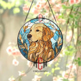 Golden Retriever Stained Glass Suncatcher Dog Lover Window Hanging Pet Memorial Glass Art Golden Dog Decor Animal Gift