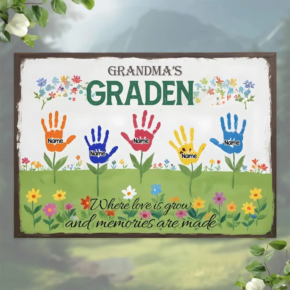 Grandma’s Garden Custom Metal Sign - Garden Yard Decor - Personalized Name Garden Stake Grandma’s Garden Art Metal Yard