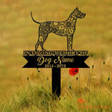 Great Dane Mandala Garden Stake Metal Zentangle Dog Yard Art Pet Loss Memorial Custom Great Dane Grave Marker Dog