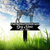 Great Dane Mandala Garden Stake Metal Zentangle Dog Yard Art Pet Loss Memorial Custom Great Dane Grave Marker Dog