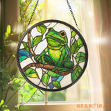 Green Frog Stained Glass Suncatcher Lotus Flower Window Hanging Outdoor Nature Decor Amphibian Lover Gift Garden Room