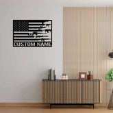 Gun American Flag Metal Wall Art with Led Light 2nd Amendment Patriotic Sign Armory Sign Gun Lover Gift Veteran Gift