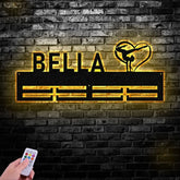 Gymnastics Medal Holder with Custom Name Personalized Gymnast Medal Hanger,12 Rungs for Medals & Ribbons Gymnast Medal