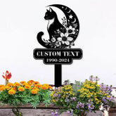Halloween Metal Sign Black Cat Garden Metal Stake Personalized Family Name Yard Sign Outdoor Door Garden Decor Garden