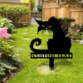 Halloween Metal Sign Black Cat Garden Metal Stake Personalized Family Name Yard Sign Outdoor Door Garden Decor Garden