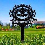 Halloween Pumpkin Metal Sign Halloween Garden Metal Stake Personalized Name Yard Sign Outdoor Door Garden Decor Garden