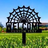 Halloween Welcome Sign Metal Sign Name Sign Personalized Name LED Lights Halloween Sign Outdoor Door Monogram Halloween