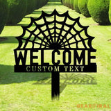 Halloween Welcome Sign Metal Sign Name Sign Personalized Name LED Lights Halloween Sign Outdoor Door Monogram Halloween