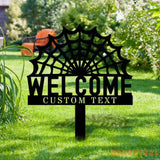 Halloween Welcome Sign Metal Sign Name Sign Personalized Name LED Lights Halloween Sign Outdoor Door Monogram Halloween