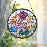 Handcrafted Lotus Glass Window Ornament Tranquil Garden Decor Yoga Lover Gift Mother’s Day Present Mindful Living Home
