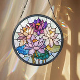 Handcrafted Lotus Glass Window Ornament Tranquil Garden Decor Yoga Lover Gift Mother’s Day Present Mindful Living Home