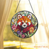 Handmade Red Panda Glass Window Hanging Adorable Animal Suncatcher Nature-Inspired Wildlife Decor Perfect Gift for