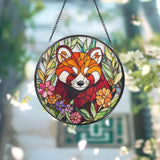 Handmade Red Panda Glass Window Hanging Adorable Animal Suncatcher Nature-Inspired Wildlife Decor Perfect Gift for