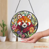 Handmade Red Panda Glass Window Hanging Adorable Animal Suncatcher Nature-Inspired Wildlife Decor Perfect Gift for