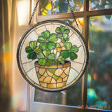 Handmade Shamrock Glass Suncatcher Celtic Window Decor Irish Ornament Lucky Charm Gift Green Irish Window Art Gift for