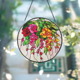 Hanging Flowers Stained Glass Suncatcher Colorful Floral Window Panel Boho Garden Decor Vibrant Spring Gift Flower