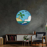 Hawaii Beach Circle LED Neon Sign Light Pop Art