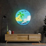 Hawaii Beach Circle LED Neon Sign Light Pop Art
