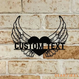 Heart With Wings Remembering Metal Sign Personalized Metal Memorial Sign Memorial Metal Sign Sympathy Gift Grave Marker