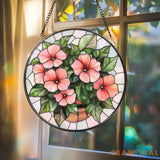 Hibiscus Flowers Vase Glass Window Hanging Tropical Floral Suncatcher Summer Window Decor Hibiscus Lover Gift Beach