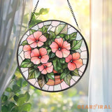 Hibiscus Flowers Vase Glass Window Hanging Tropical Floral Suncatcher Summer Window Decor Hibiscus Lover Gift Beach