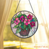 Hibiscus Flowers Vase Glass Window Hanging Tropical Floral Suncatcher Summer Decor Hibiscus Lover Gift Tropical Home