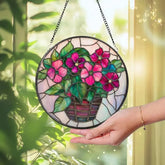 Hibiscus Flowers Vase Glass Window Hanging Tropical Floral Suncatcher Summer Decor Hibiscus Lover Gift Tropical Home