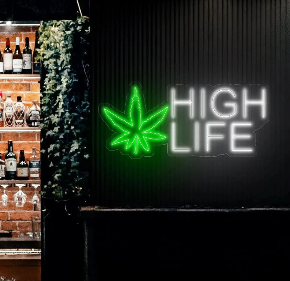 High Life Neon Sign High Life Led Sign High Life Walll Decor Custom Neon Sign Smoke Shop Decor Custom Led Sign Green