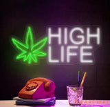 High Life Neon Sign High Life Led Sign High Life Walll Decor Custom Neon Sign Smoke Shop Decor Custom Led Sign Green