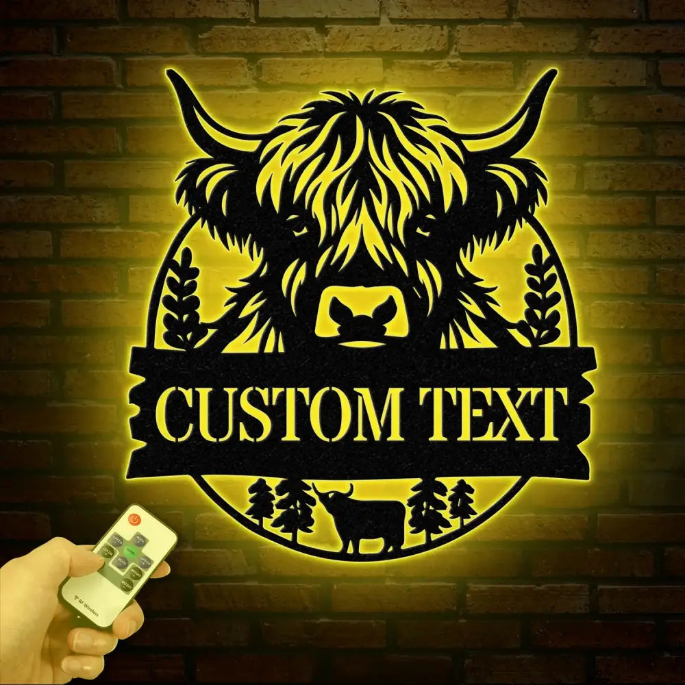 Highland Cow Metal Sign Custom Highland Cow Wall Art Personalized Highland Cow Farm Sign Farmhouse Decor Ranch Decor