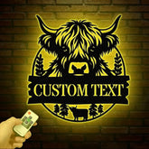 Highland Cow Metal Sign Custom Highland Cow Wall Art Personalized Highland Cow Farm Sign Farmhouse Decor Ranch Decor