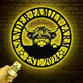 Highland Cow Metal Sign Custom Highland Cow Wall Art Personalized Highland Cow Farm Sign Farmhouse Decor Ranch Decor