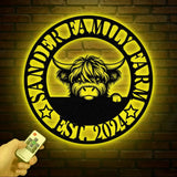 Highland Cow Metal Sign Custom Highland Cow Wall Art Personalized Highland Cow Farm Sign Farmhouse Decor Ranch Decor