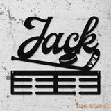 Hockey Medal Hanger with Custom Monogram Name Metal Sign Personalized Hockey Medal Holder Monogram Hockey Medal Display