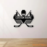 Hockey Medal Hanger with Custom Monogram Name Metal Sign Personalized Hockey Medal Holder Monogram Hockey Medal Display
