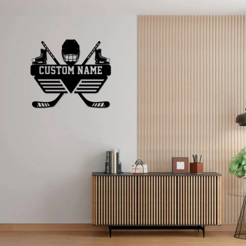 Hockey Medal Hanger with Custom Monogram Name Metal Sign Personalized Hockey Medal Holder Monogram Hockey Medal Display
