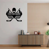 Hockey Medal Hanger with Custom Monogram Name Metal Sign Personalized Hockey Medal Holder Monogram Hockey Medal Display