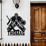 Hockey Player Metal Sign Personalized Family Name Metal Sign Outdoor Door Decor Hockey Wall Art Housewarming Gift for