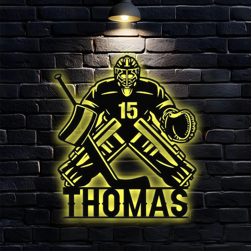 Hockey Player Metal Sign Personalized Family Name Metal Sign Outdoor Door Decor Hockey Wall Art Housewarming Gift for