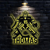 Hockey Player Metal Sign Personalized Family Name Metal Sign Outdoor Door Decor Hockey Wall Art Housewarming Gift for