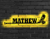Hockey Player Name Metal Wall Art Led Lights - Custom Hockey Stick With Name Sign - Hockey Stick Sign - Ice Hockey