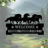Horse Family Name Monogram Custom Metal Sign Personalized Wall Sign Horse Wall Decor Custom Metal Sign Housewarming
