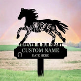 Horse Memorial Remembering Plaque with Stake Personalized Metal Garden Marker Memorial Metal Sign Sympathy Gift