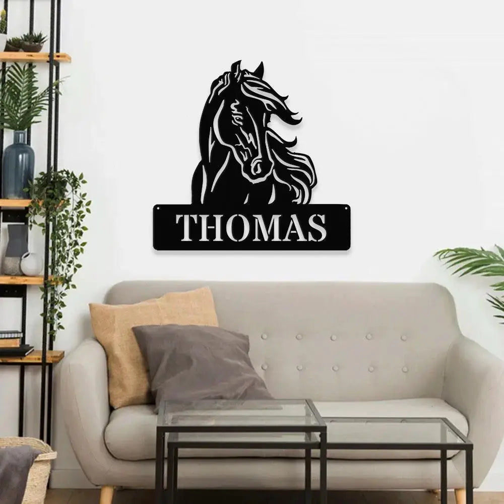 Horse Metal Sign Personalized Family Name Led Sign Outdoor Door Decor Wall Art ustom Horse Farm Name Sign Housewarming