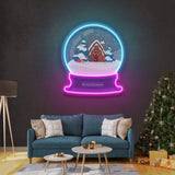 House Scene Globe Christmas LED Neon Acrylic Artwork